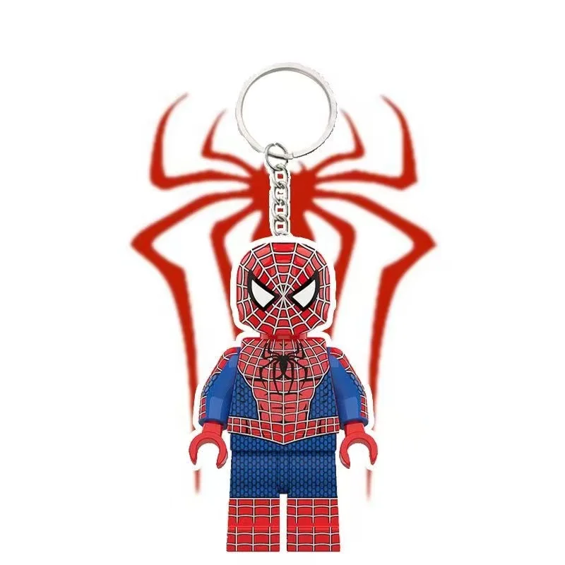 Marvel Spiderman Gwen Venom Peripheral Movies Children\'s Cartoon Building Blocks Assembled Toy Ornament Keychain Pendant Gift