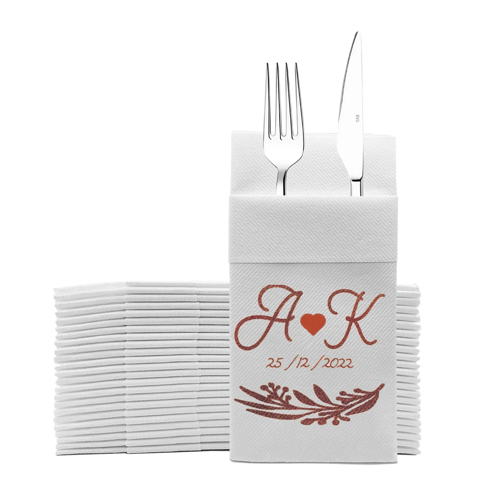 50pcs  Custom printed Airlaid Napkin, Perfect Size Linen-Like Handmade Disposable, personalized Pocket wedding napkins for recep