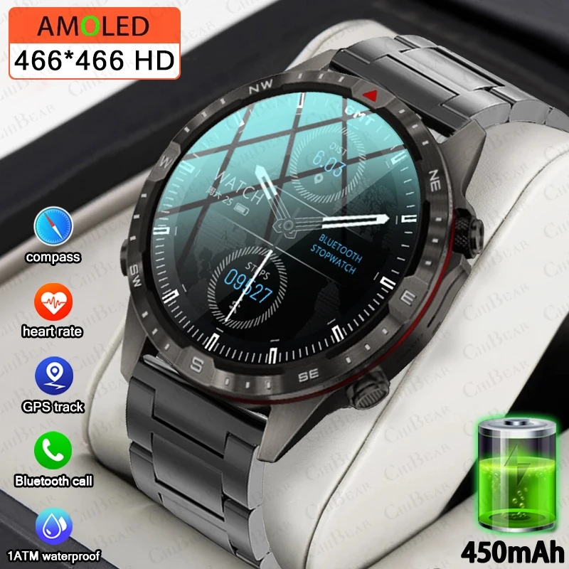 Military Tough Style Sports Smart Watch Men 360*360 HD Display Fitness Tracker Bluetooth Call Smartwatch 2024 For Huawei Xiaomi