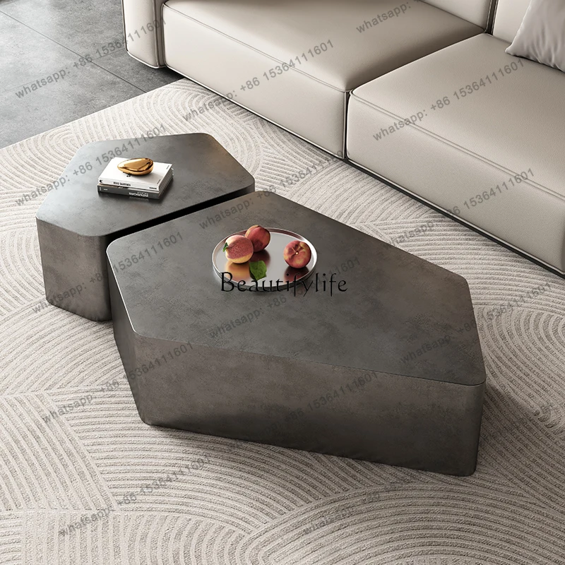 

D25Light luxury modern bronze special-shaped size coffee table combination living room home