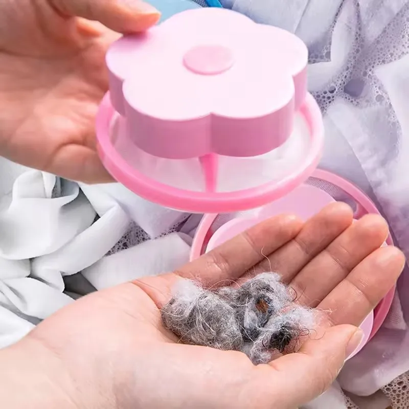Picture 4: 10PCS Floating Washing Machine Lint Filter Plum Shaped Filter Bag Hair Catcher Decontamination Laundry Ball Cleaning Ball