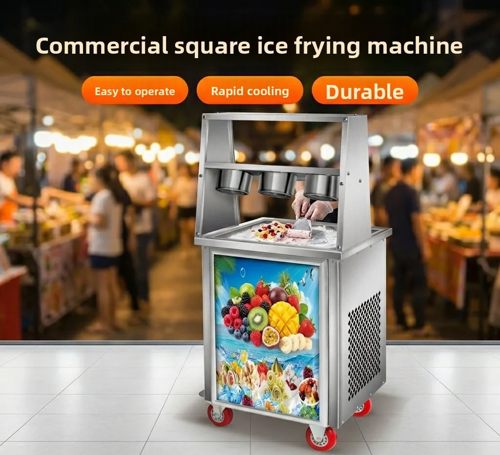 CX Commercial Single Pot Fried Ice Machine Stainless Steel Square Fried Yogurt Ice Cream Machine