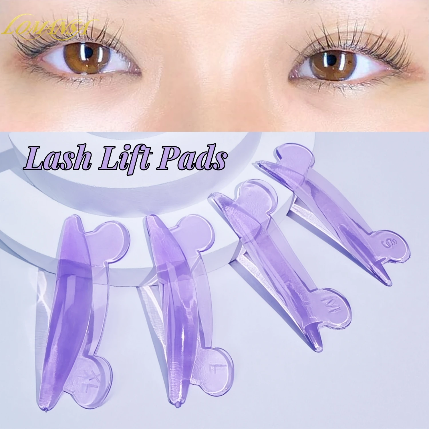 Lomansa 5 Pairs L Curl Silicone Eyelash Perm Pads Sticky Lashes Rod Shield Lifting 3D Eyelash Curler Accessories Makeup Tools