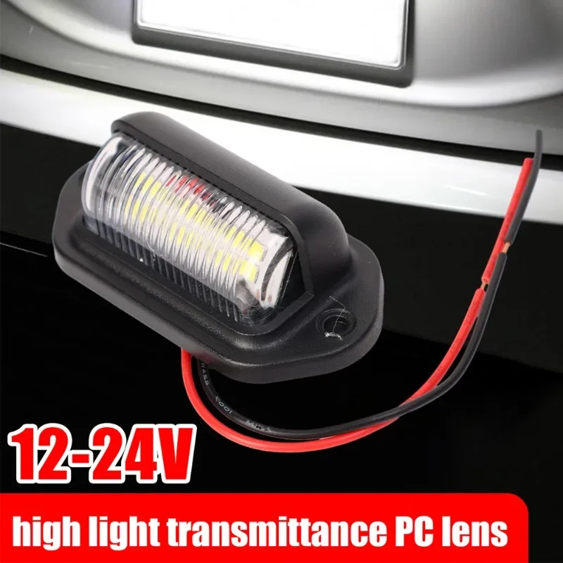 1/4PCS Car Truck License Plate Lights 12-24V 6 LED Universal Waterproof Truck Tail Light License Plate Lamp White Bulbs Car Part