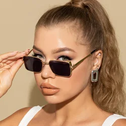New Vintage Women Square Metal Sunglasses Men's Small Frame Driving Sun Glasses Outdoor UV Protection Eyewear UV400 Gafas De Sol