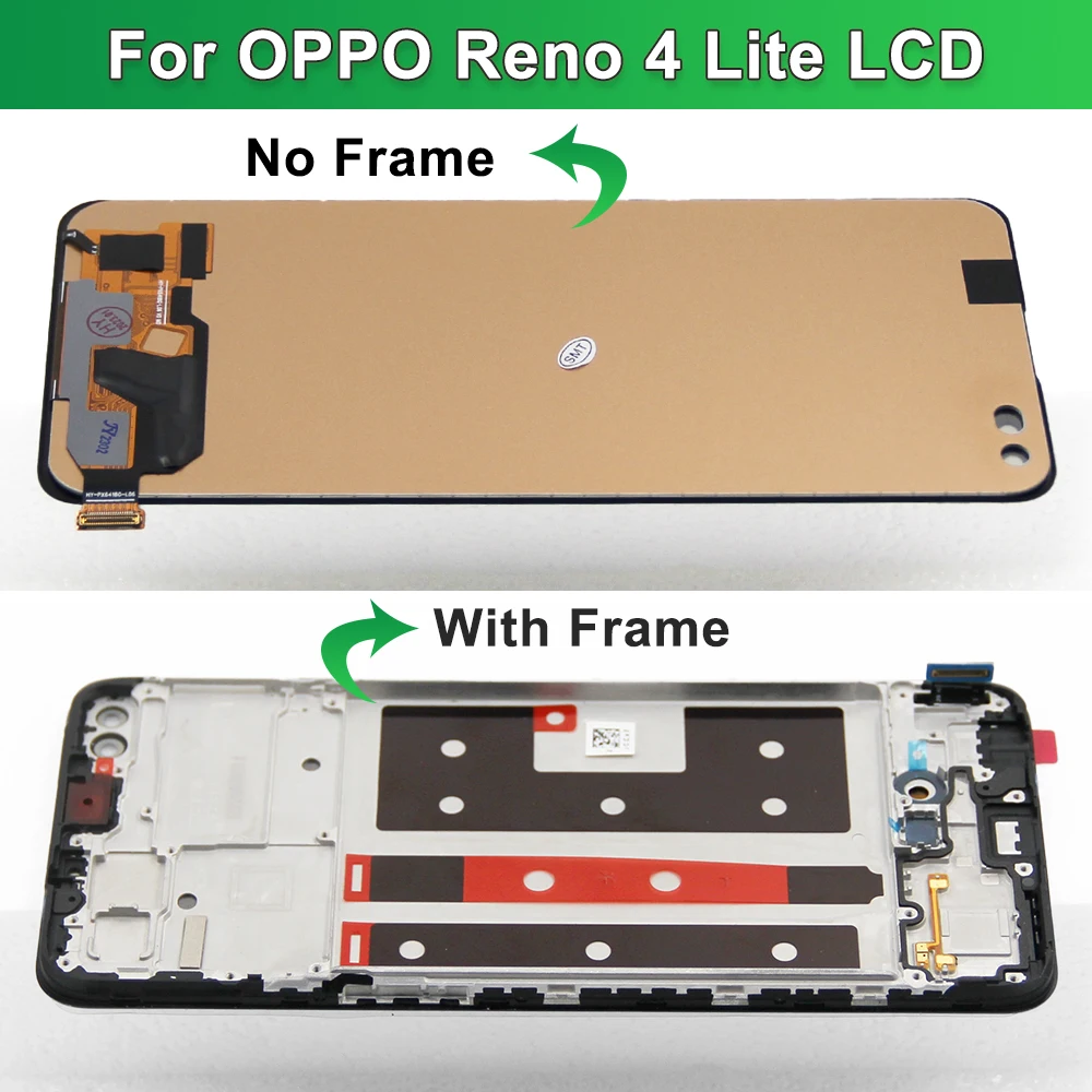 6.43\'\' For Oppo Reno 4 lite CPH2125 LCD Display Touch Screen Digitizer Replacement, For Reno4 4G/Reno 4F A93 4G Display