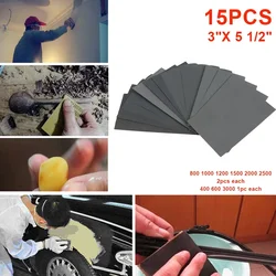 15Pcs/Set Sandpaper 400 600 3000 800 1000 1200 1500 2000 2500 Grit Sand Paper Water/Dry Sanding Paper Abrasive Tools