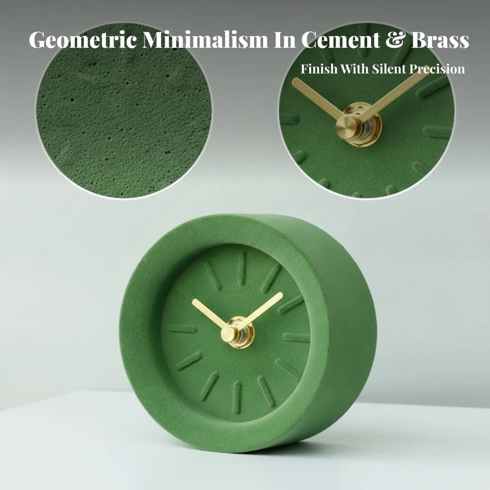 Minimalist Flocked Cement Desk Clock Modern Cement Desk Clock Sleek Slim for