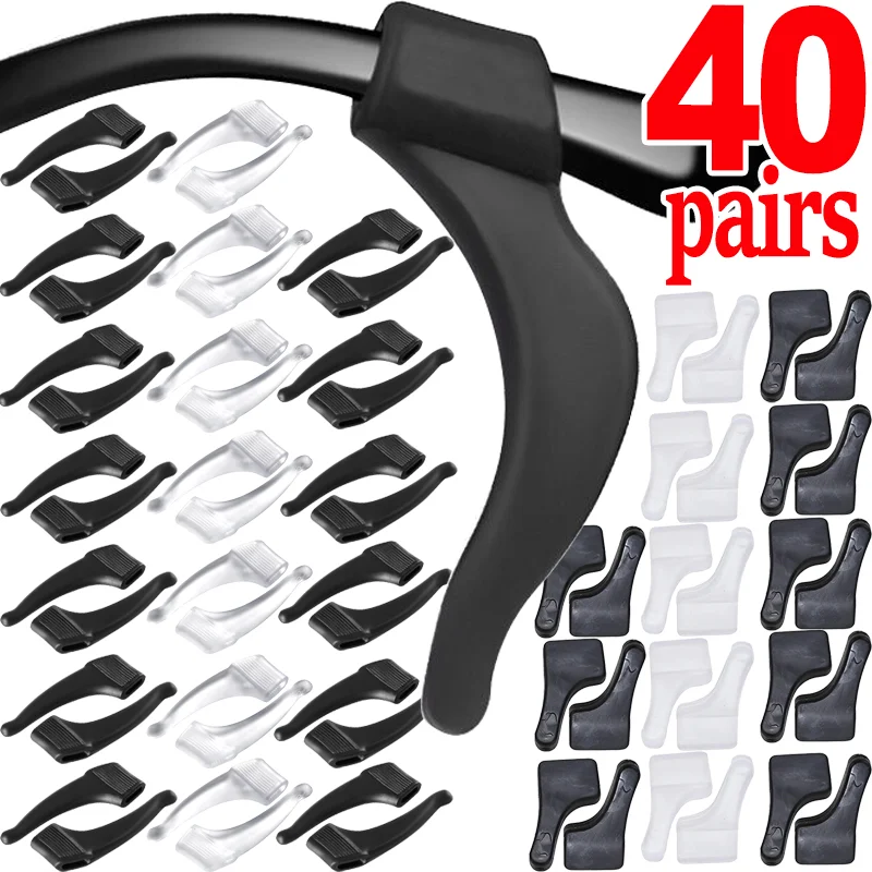 40Pairs Silicone Ear Hook Anti-slip Glasses Leg Grip Anti-fall Holder Ear Sleeve Bracket Fastener Transparent Eyewear Accessorie image 2