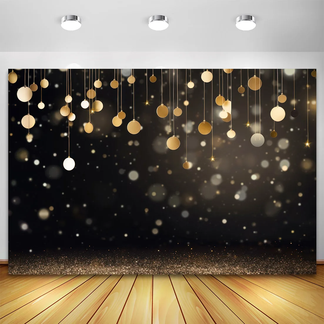 Christmas Background for Photography Black Golden Green Pink Glitters Family Party Banner Kids Portrait Photozone Photo Backdrop