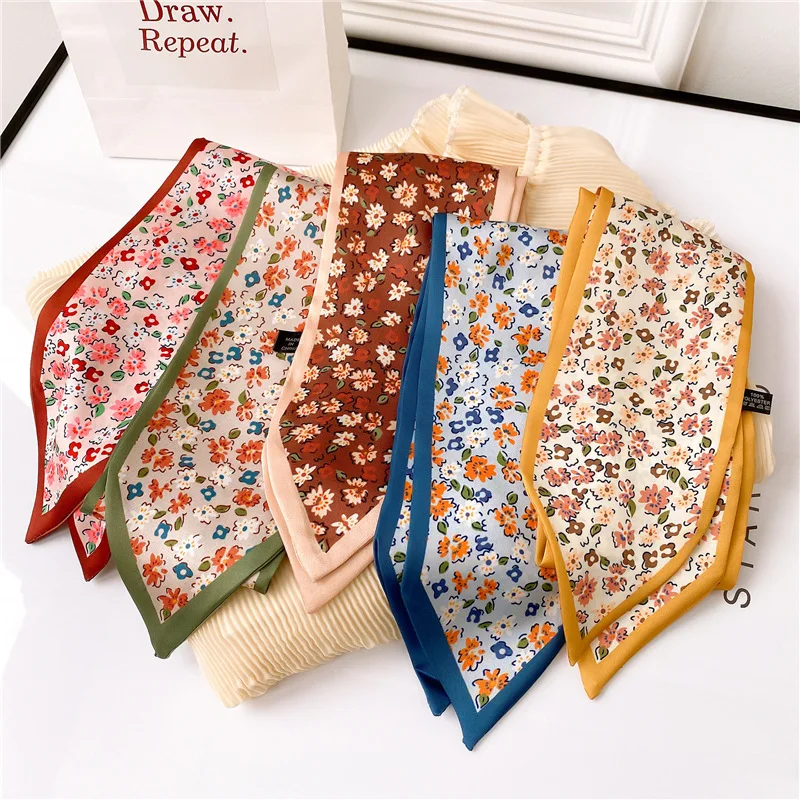 

Women's Skinny Silk Scarf Square Scarf Headband Hair Strip Small Silk Ribbon Neck Scarves Bag Handle Ribbon Lady Small Kerchief