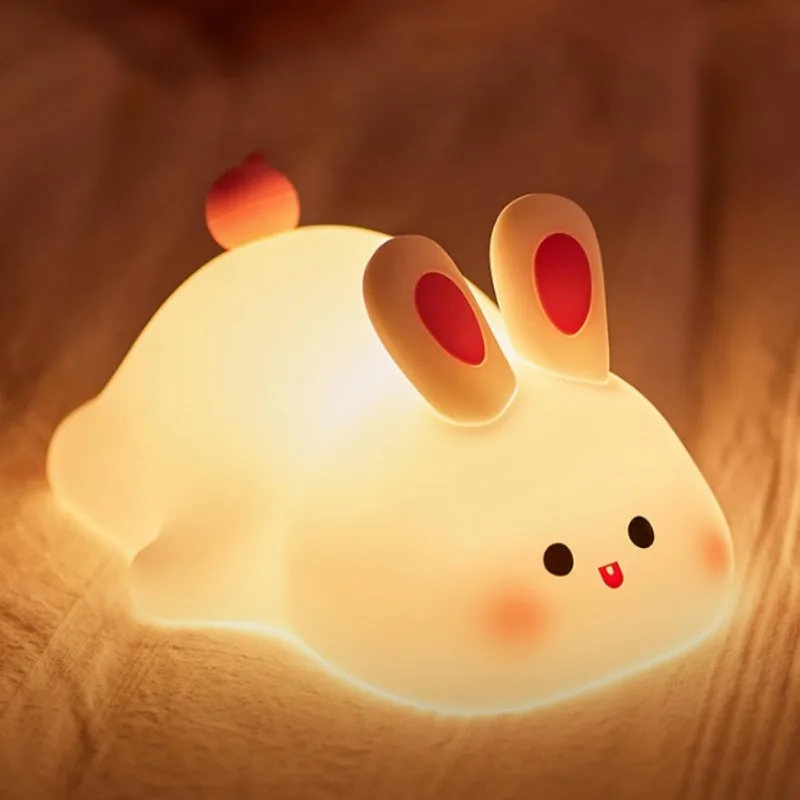 

Ночник Naxilai Bunny, Свет кролика с большим лицом, Лампа кролика с регулируемой яркостью и перезаряжаемой яркостью, Милый ночник, Декор комнаты Kawaii
