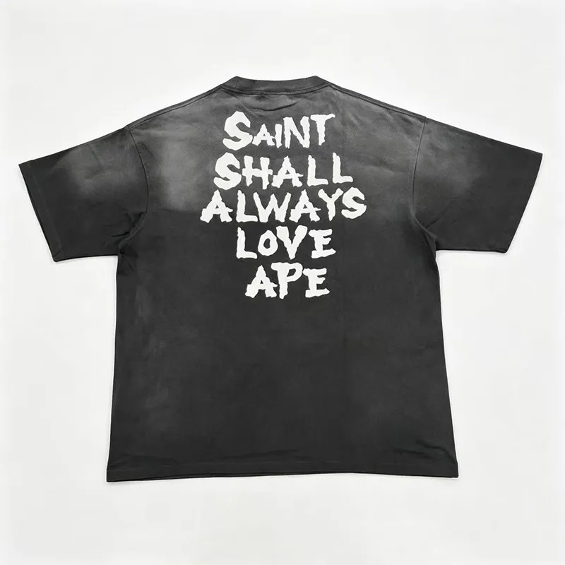 Saint MXXXXX Misfits Ape Logo Vintage Tee Trendy Casual Printed Short Sleeve T-shirt