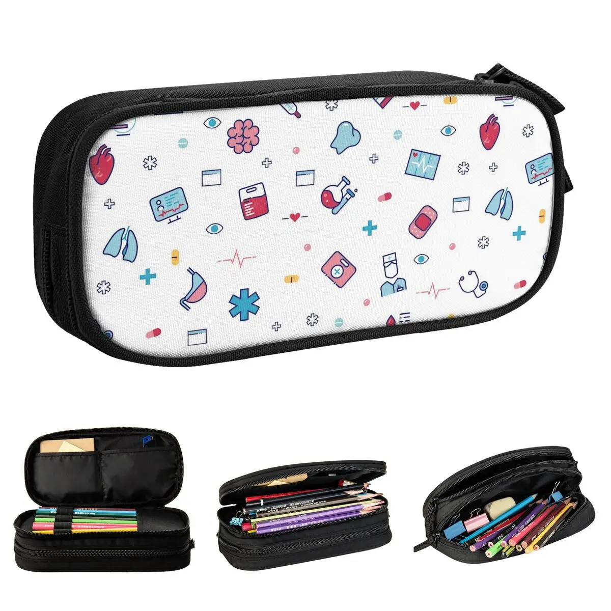 Trousse à crayons de dessin animé pour filles et garçons, grand sac de rangement pour stylos, outils d'infirmière, fournitures scolaires, cadeaux