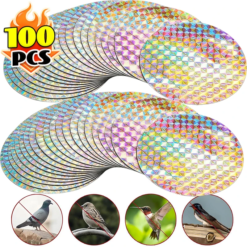 Bird Repellent Reflective Sticker Garden Bird Control Round Paste Tape Anti Pigeon Woodpecker Holographic Adhesive Scare Tapes
