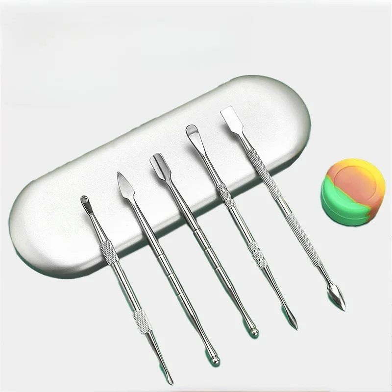 Nail art dead skin steel push Metal spoon Smoking Pipe oil cleaning Snuff spoon Candle Carving Pressing Rod Tool Men women Gift view 3