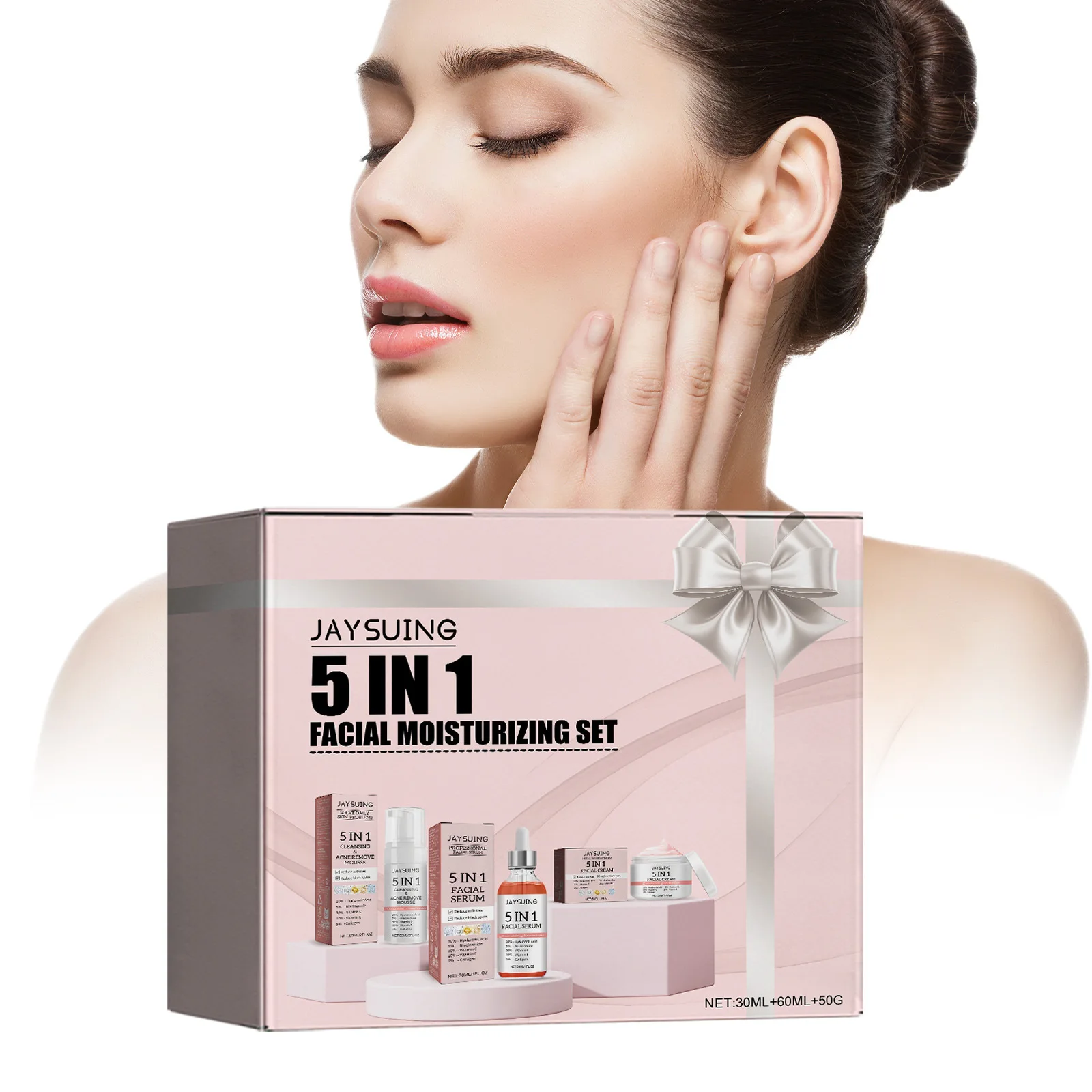 Jaysuing 5 in 1 Facial Serum deeply cleans and tightens skin, lightens spots and fine lines, hydrates skin care