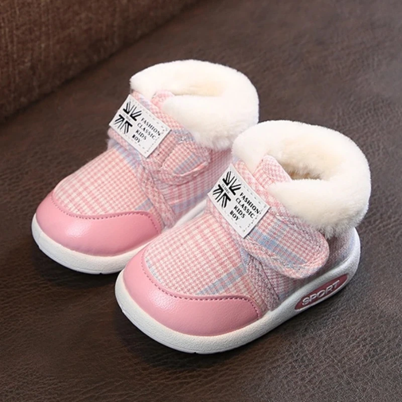 Children\'s Snow Boots Winter Baby Boys Warm Shoes Toddler Girls Plus Furry Thicken Outdoor Shoes 0-5Years Kids Cotton Shoes