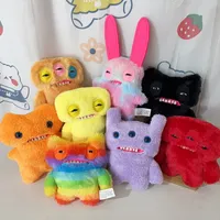 22cm Cartoon Funny Ugly The Block Monster Plushies Rainbow Crazy Rabbit Monster With Tooth Stuffed Monster Peluche Xmas Gifts