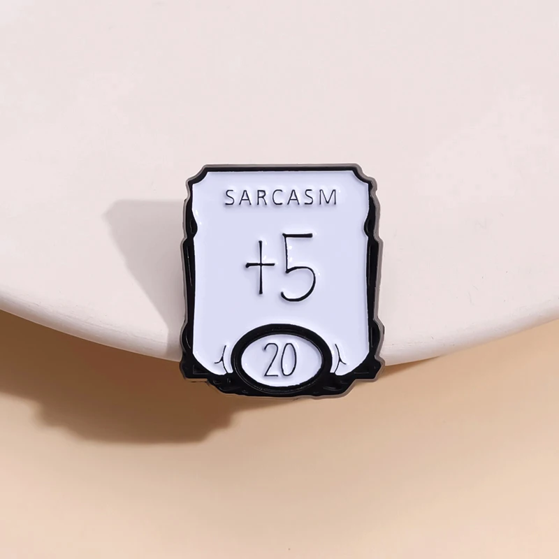 Sarcasm +5 D20 Dice Game Dungeon Enamel Pin Funny Digit Game Pins Metal Badge Brooches Lapel Clothes Backpack Jewelry Gift