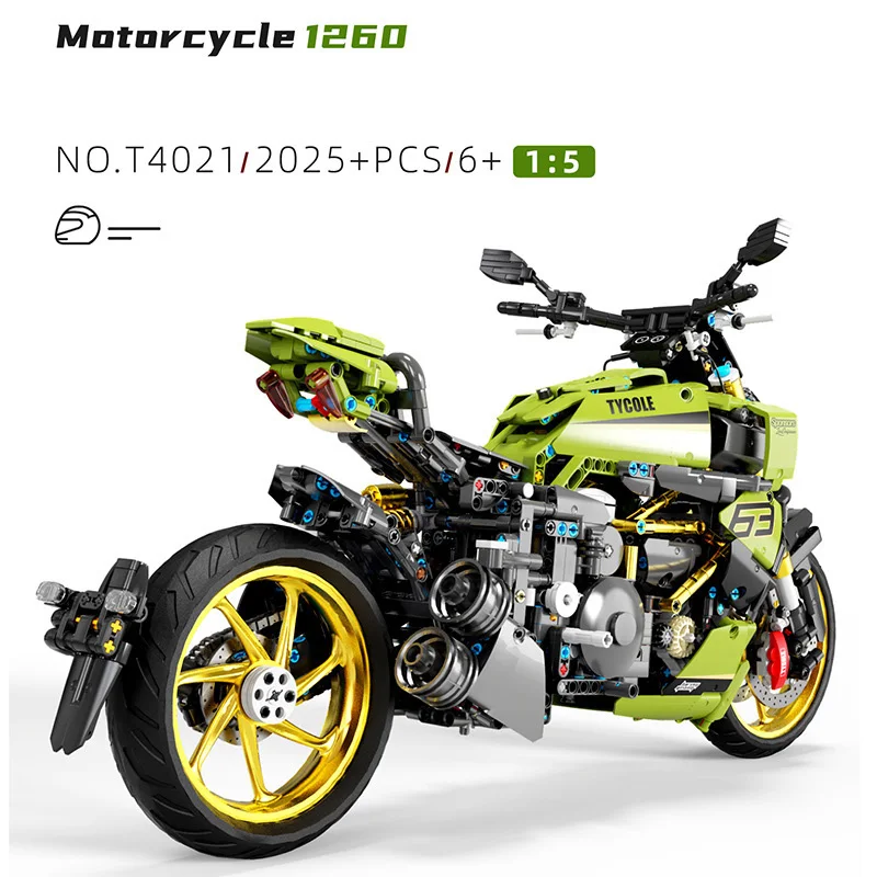 1:5 Scale Italy Motorcycle Building Block Duca 1260 DIAVEL Sian Motor Vehicle Model Steam Motorbike Bricks Toys Collection