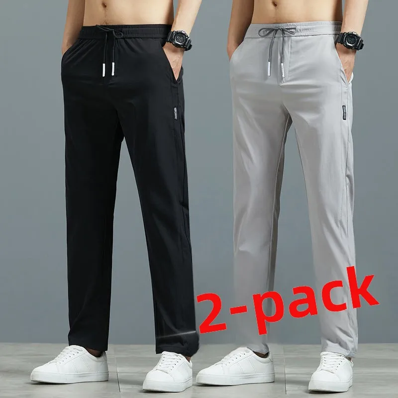

Новые летние мужские повседневные свободные брюки прямого кроя, тонкие спортивные длинные брюки, удобные, дышащие, молодежные, модные
