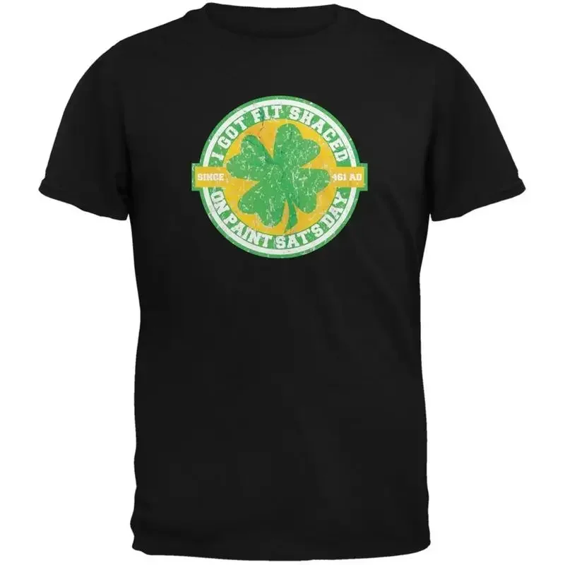 St Patricks Day Fit Shaced Funny Black Adult T Shirt