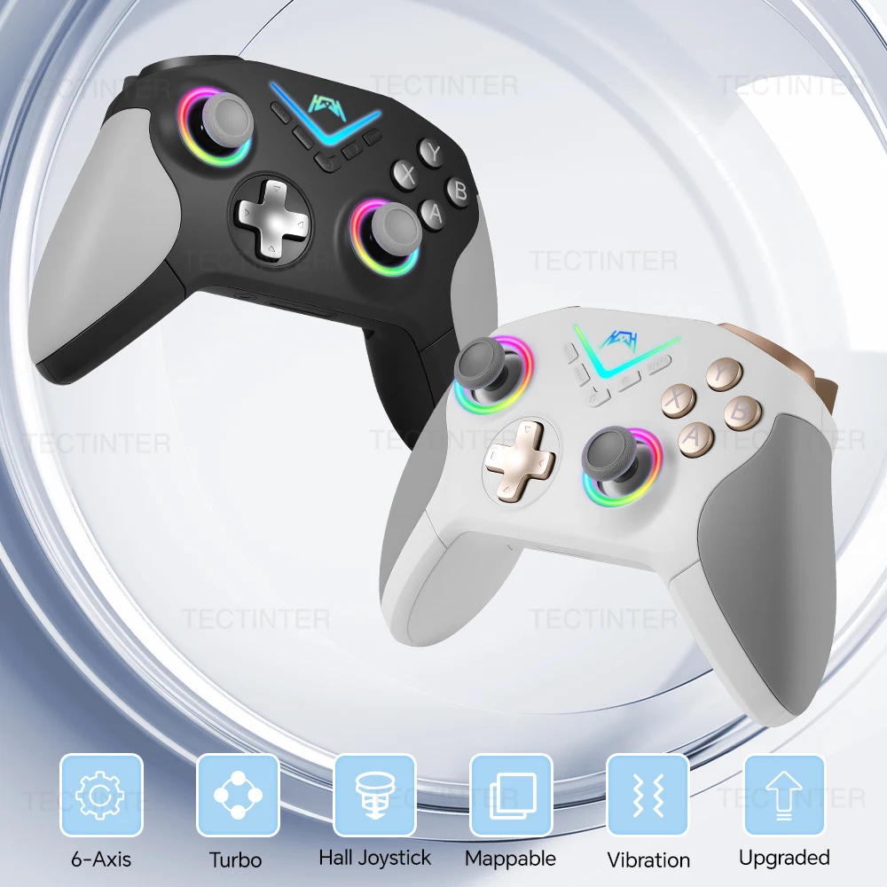 وحدة تحكم لاسلكية لنينتندو سويتش 2/PS4/PS3 عصا التحكم لأجهزة الكمبيوتر/أندرويد مع عصا التحكم بتأثير القاعة لنظام IOS