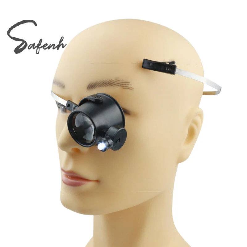 Head Mounted 15X Repair Magnifier With LED Lamp Adjustable Watch Jewelry Repair Tool Magnifier Watchmaker Tools Accessories