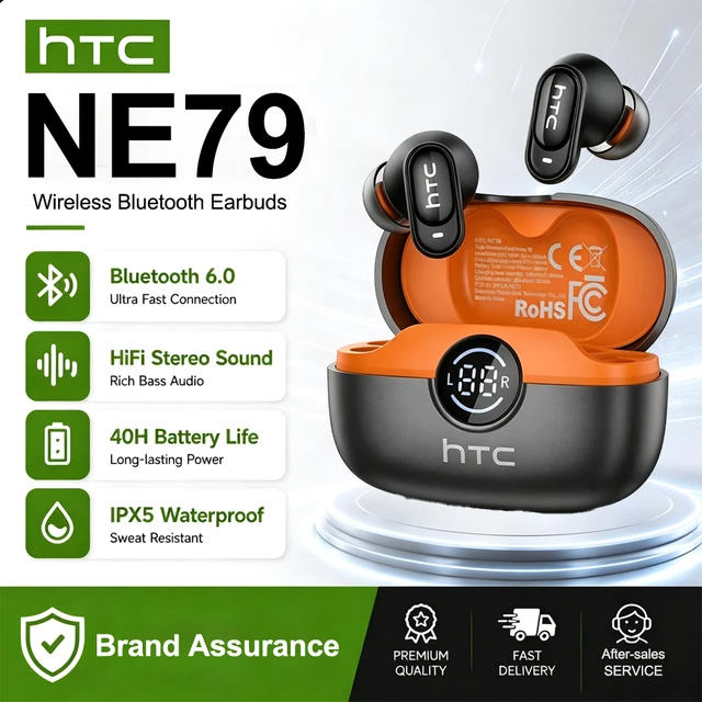Écouteurs de traduction en temps réel HTC NE79, Bluetooth, musique HiFi, appels HD, réduction du bruit, écouteurs sans fil, affichage LED avec micro 1