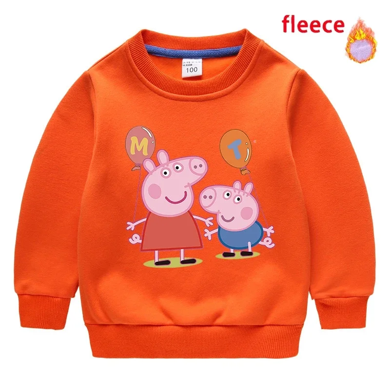 Suéter de dibujos animados de la serie Peppa Pig para niños, Top de doble capa de Color, muñeca móvil George, suéter de felpa para niña, regalo para