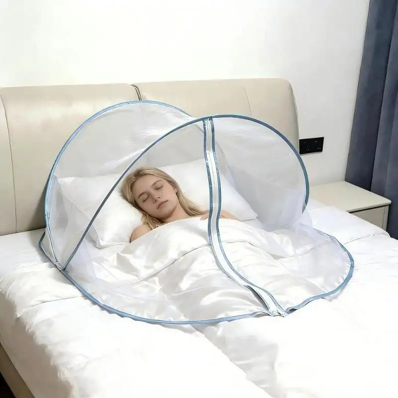 Hot Sale Novelty Up Foldable Single Person Bed Mosquito Net Tent With Zipper Portable  Protection For Home Travel