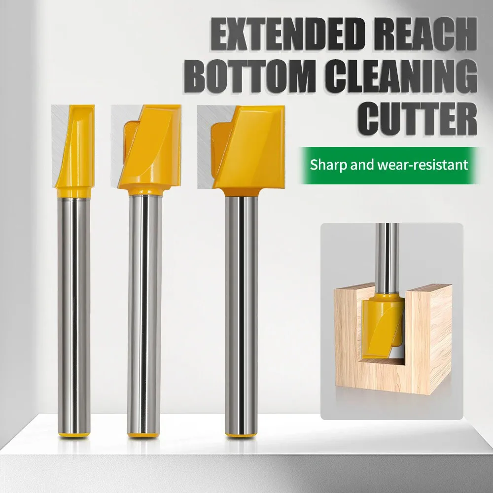 

1PC 12MM Shank Milling Cutter Wood Carving Extension Long Bottom Cleaning Bit Router Bits Woodworking Milling Cutter Router Bits