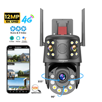 Hongnaer 12MP 3 Lenses 50X Optical Zoom 4G IP Surveillance Home Smart Security Camera ICSee 4G Sim Card CCTV Wireless Camera