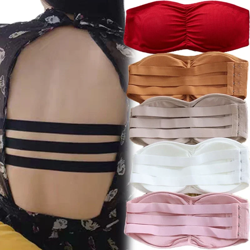 Damski biustonosz letni Tank bez ramiączek Top z odpinanymi jednoczęściowymi podkładkami Sexy Backless bielizna bielizna Push Up