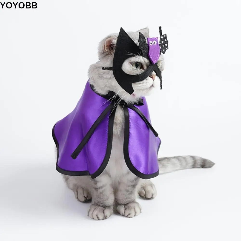 

Adjustable Dog Halloween Costume Cartoon Decorative Dog Wizard Cape Bat with Face Mask Cat Cosplay Outfit for Cats and Dogs