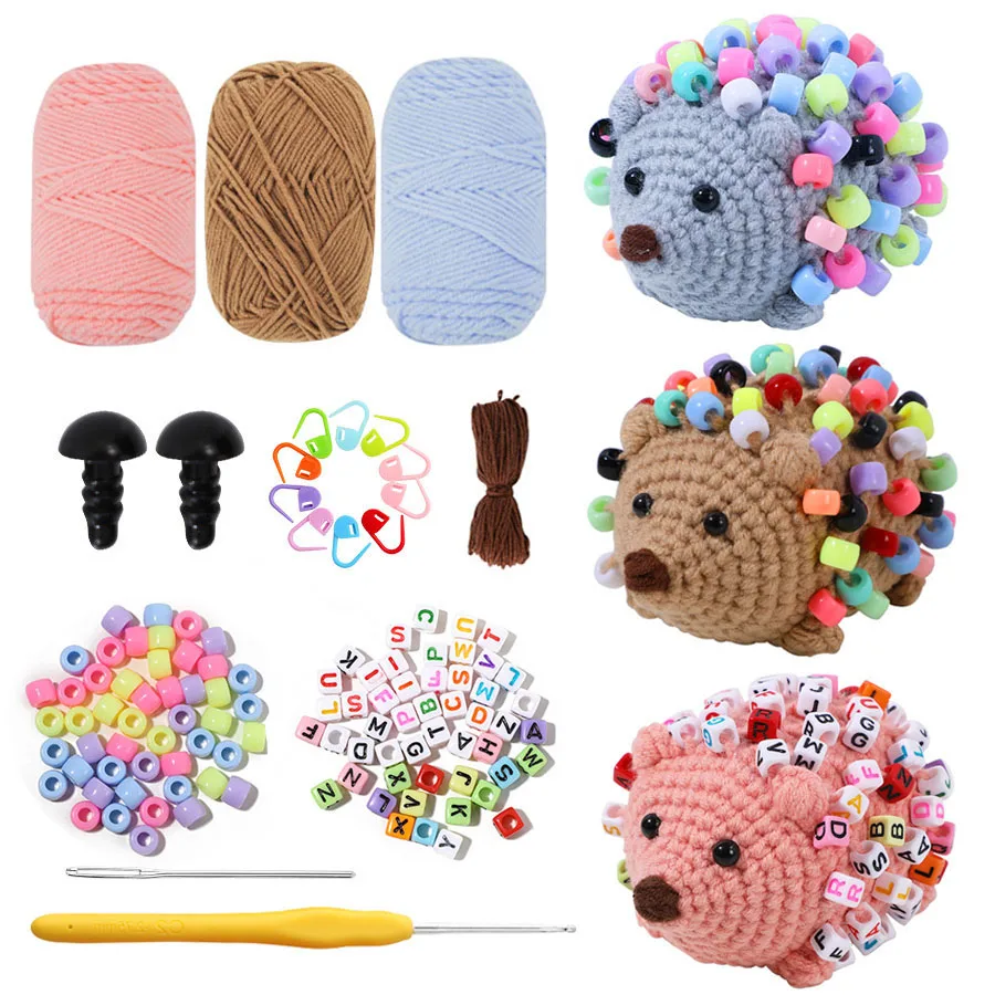 

Animal Crochet Knitting Kit With Crochet Hooks And Cotton Yarn Thread DIY Materials Package Knit Tool Set For Beginners