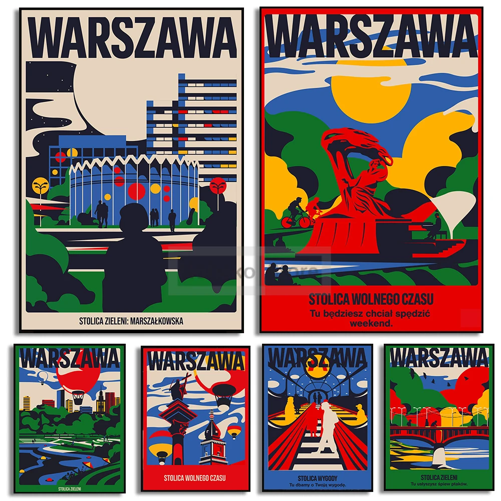 Polish Designer Warsaw City Landscape Works Poster Modern Minimalism Prints Canvas Painting Wall Art Pictures Home Room Decor