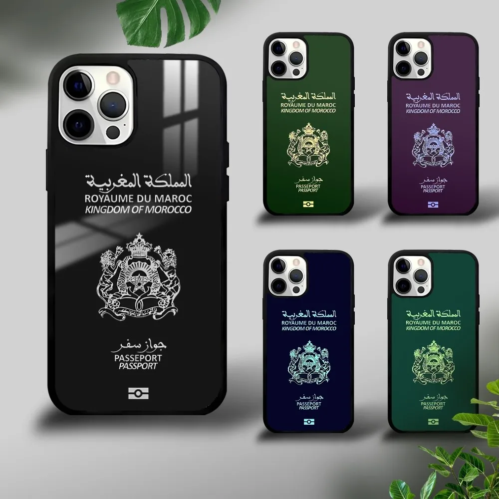 Morocco Passport Phone Case For iPhone 16 15 14 13 12 11 Pro Xs Max Mini Plus Celulares Hard Funda