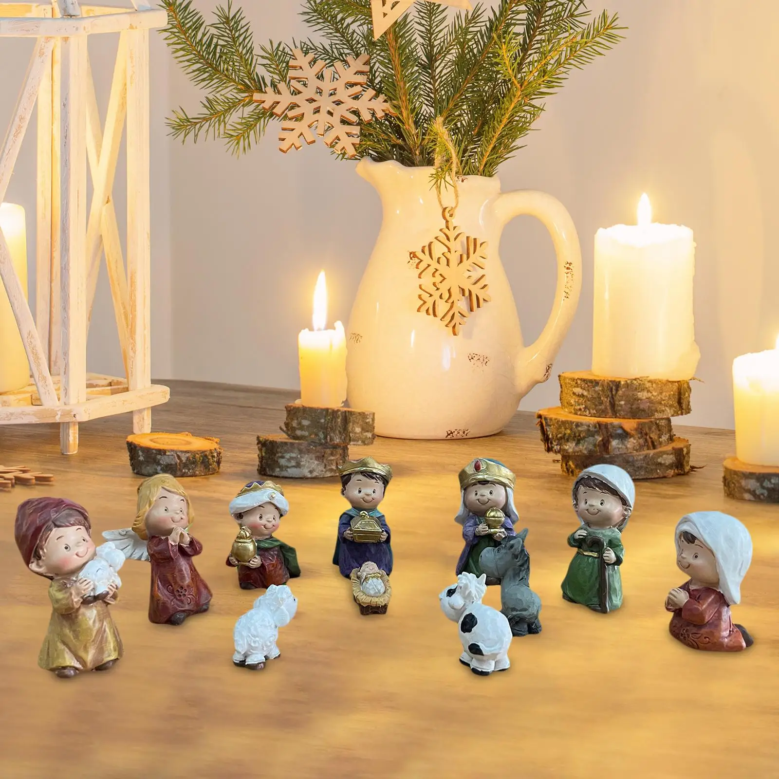 11x Nativity Scene Figurines Religious for Church New Year Living Room