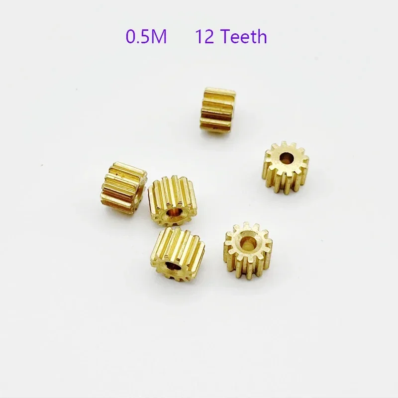 Motor Brass Gear 0.5M Modulus 8/9/10/11/12/14/15/16 Teeth Metal Gear Fit 2mm 2.3mm 3mm 5mm Shaft for 130/380/555/775 Motor