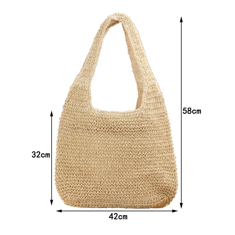 Retro Summer Handwoven Rattan Handbags Knitted Crossbody Bag Female Tote Boho Travel Purse Bags Stylish Women Straw bag