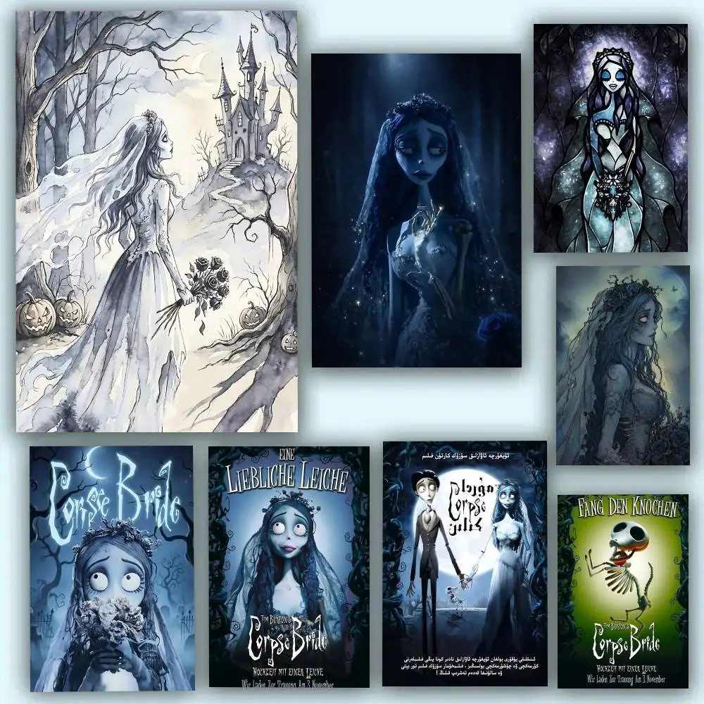 Classic Movie C-Corpse B-Bride Cartoon Posters Self Adhesive Waterproof Ideal For Living Room Bedroom Bar Decoration