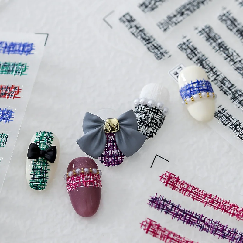 5D Japanese Embossed Nail Stickers Pro Matte Finish Self Adhesive Thin Tough Christmas Wool Texture for Women Party Decor
