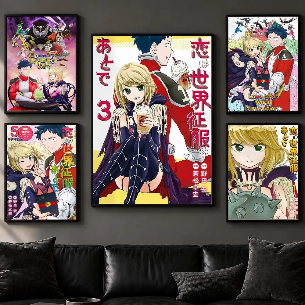 Anime L-Love After World DominationS Poster Art  Self-Adhesive No Glue Residue Wall Decor for Bedroom Living Room