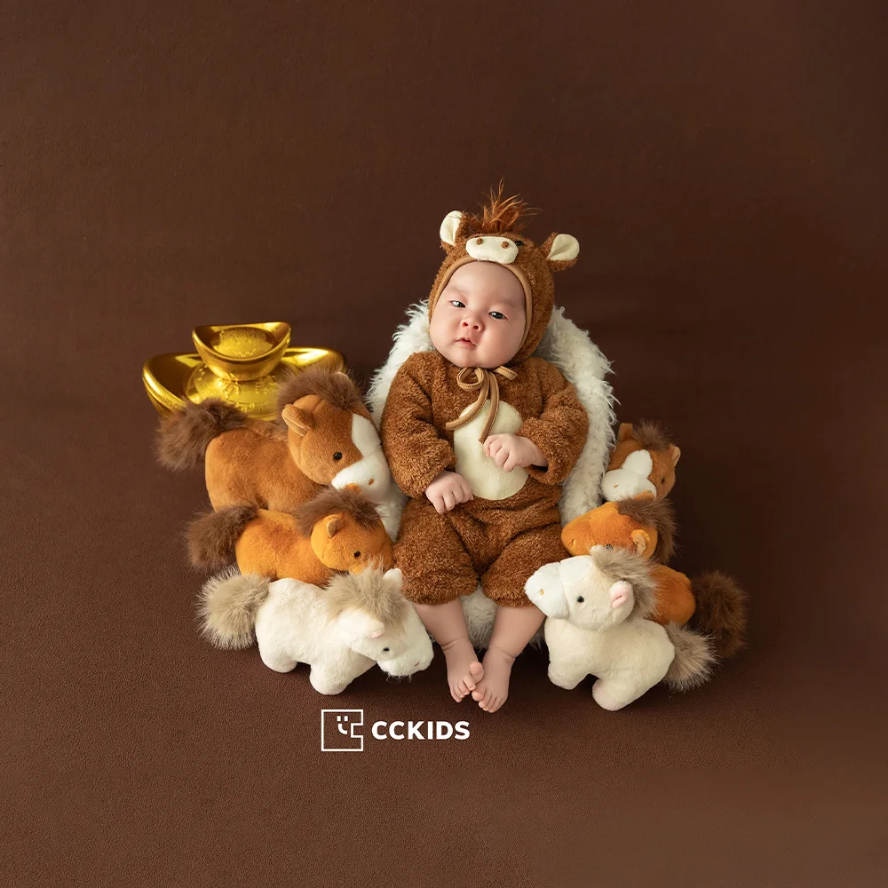 Alat Peraga Fotografi Bayi Baru Lahir Profesional, Romper Bayi, Boneka Kuda Poni, Kuda Goyang untuk Alat Peraga Pose Bayi, Tema Kuda Lucu untuk Studio