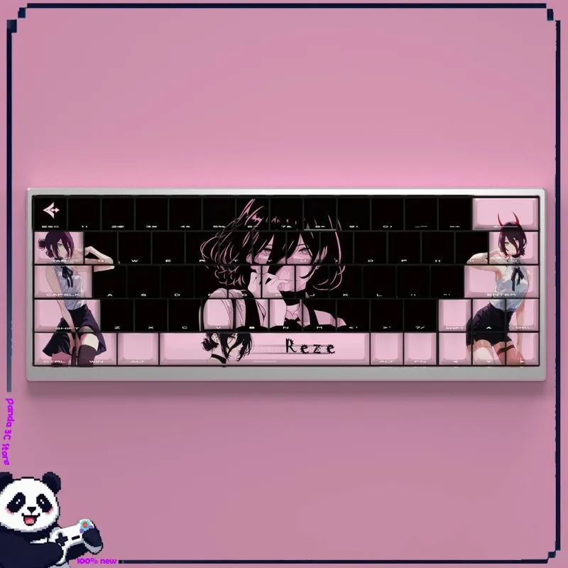 Reze Side Print Backlit PBT Keycaps OEM Profile Anime Two-Dimensional Keycap Set Compatible With Mad Catz ATK MCHE Keyboard