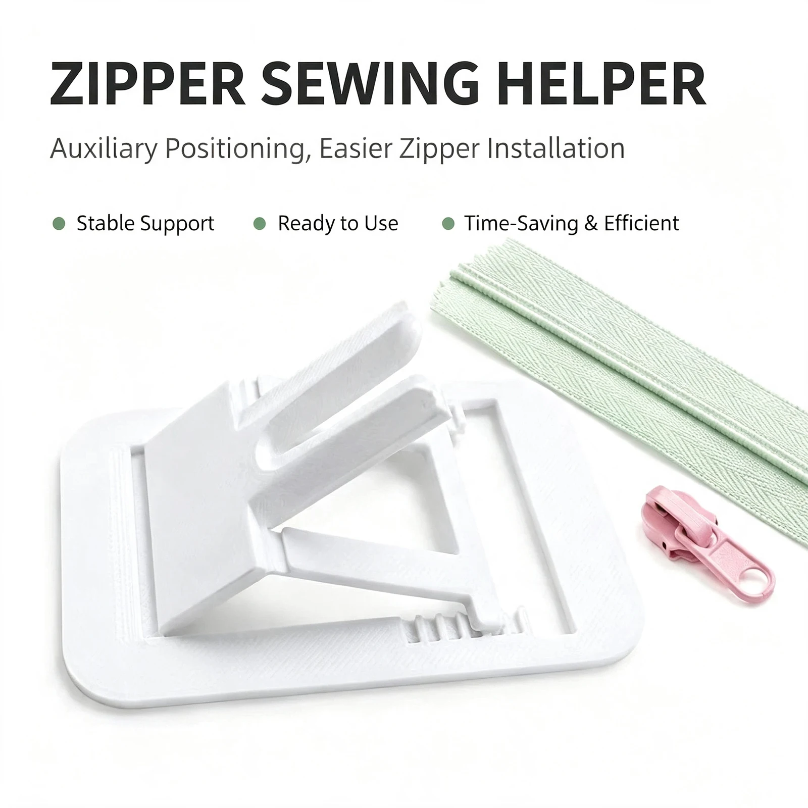 Zipper Pull Jig,Quick Install Zipper Head,Universal Zipper Repair Tool,Zipper Puller Positioning Fixture,DIY Sewing Craft