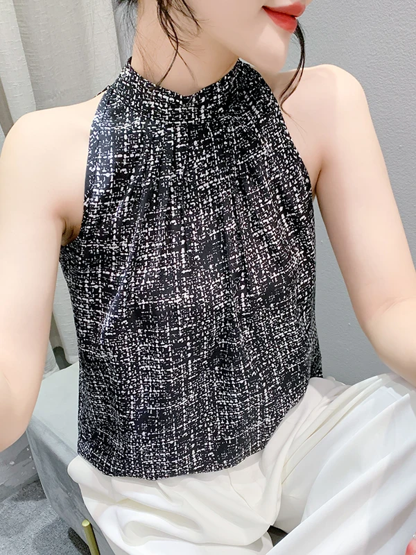 เสื้อกั๊กชีฟองพิมพ์ลายฤดูร้อนแฟชั่นสำหรับผู้หญิง สไตล์เวสเทิร์น ทรงเข้ารูป เหมาะสำหรับใส่ทำงานหรือใส่ลำลอง