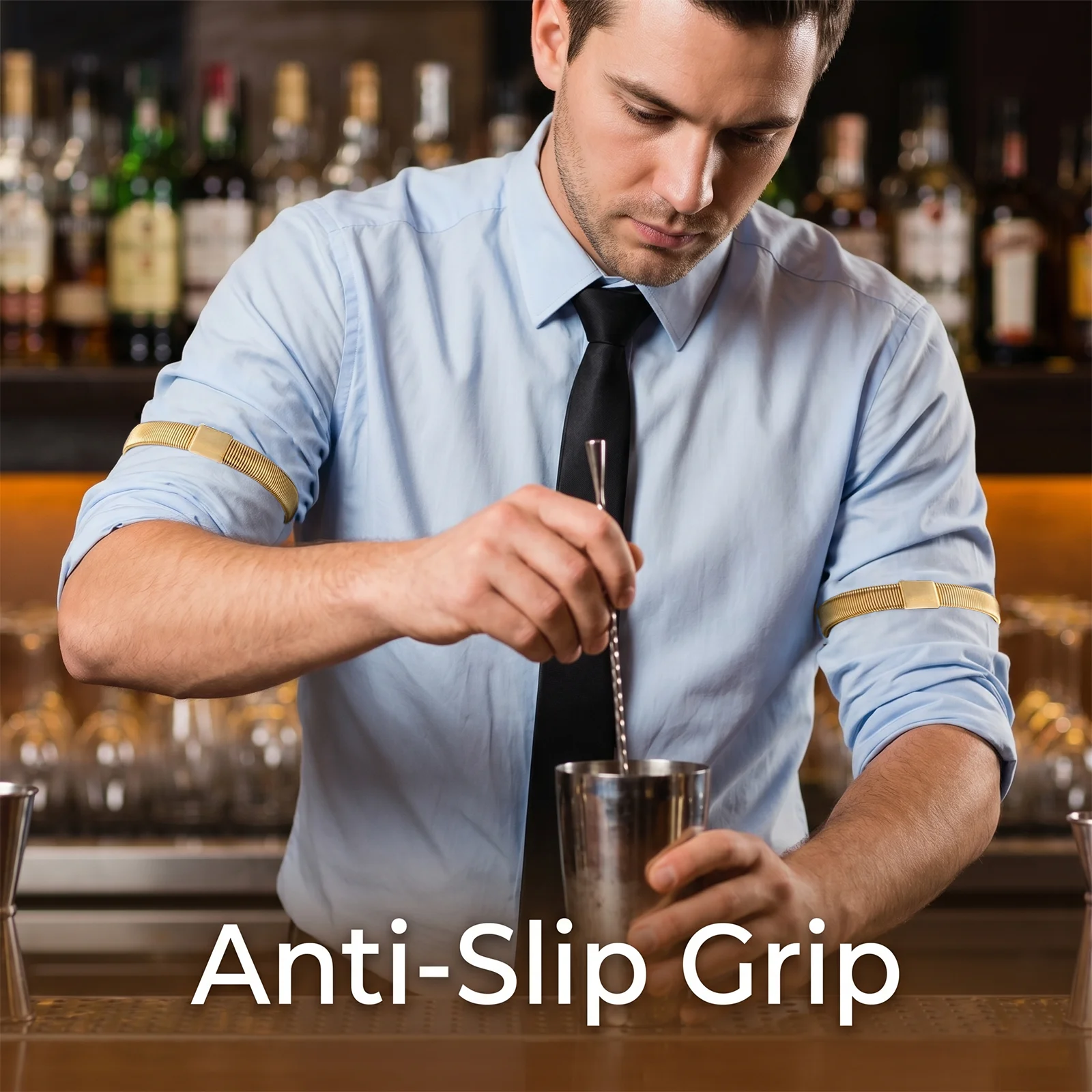 

Sleeve Garters for Men & Women – Elastic Metal Arm Bands to Hold Up Sleeve,Anti-Slip Shirt Sleeve Holders for Bartenders,Waiters